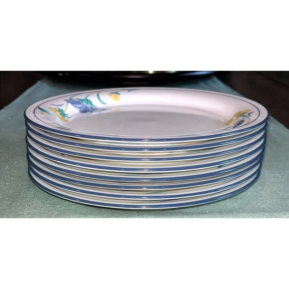 Lenox Buttercups on Blue Set Of 8~ 8.25 Inch Salad / Dessert Plates